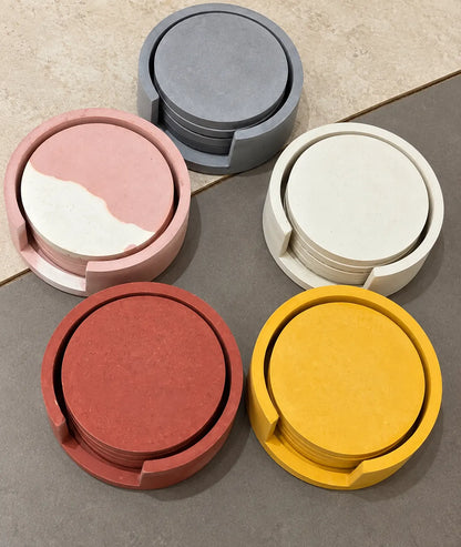 Terrazzo Coasters | Set of 3 With Holder
