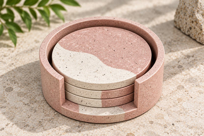 Terrazzo Coasters | Set of 3 With Holder